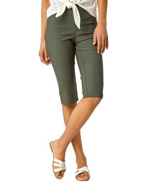 Roman Knee Length Stretch Shorts - Green