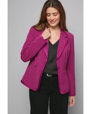 Wallis Edge Detail Single Breasted Tux Jacket - Pink