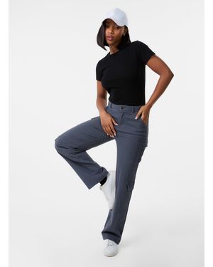 Pink Vanilla Straight Leg Multi Pockets Cargo Trousers - Blue