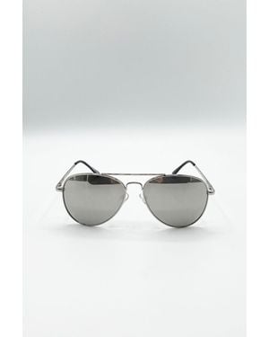 SVNX Aviator Sunglasses Frame With Mirrored Lenses - Metallic