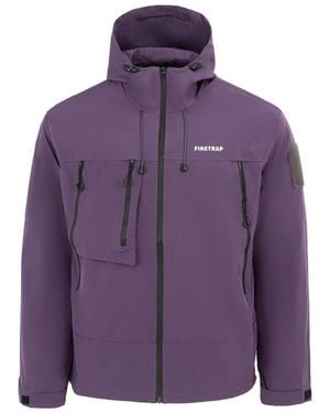 Firetrap Windproof Hooded Long Sleeve Windbreaker - Purple