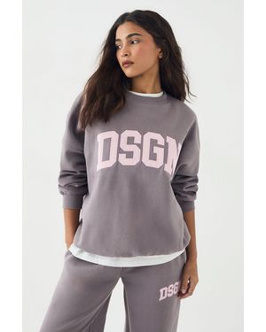 DSGN Studio Cord Applique Oversized Sweatshirt - Purple