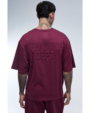 BoohooMAN Tall Training Dept Embossed Oversized T-Shirt - Red