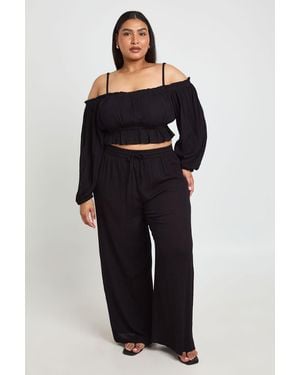 Boohoo Plus Textured Beach Trouser - Blue