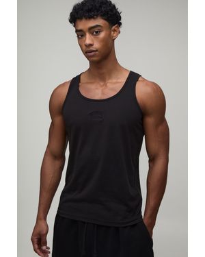 BoohooMAN Regular Fit Embroidered Vest - Black