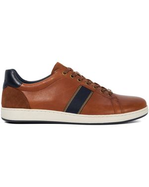 Dune Trint Lace Up Leather Trainers - Brown