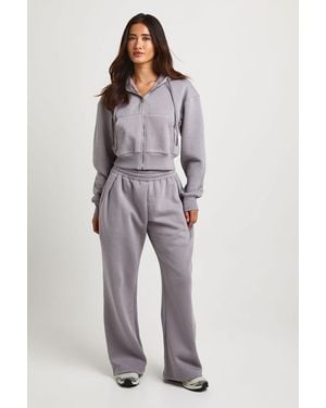 Boohoo Boxy Hoodie And Pleated Tailored Jogger Tracksuit - Grey