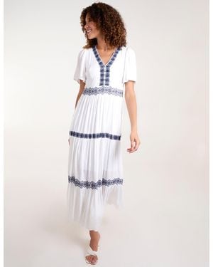 Blue Vanilla Embroidered Tiered Maxi Dress - White