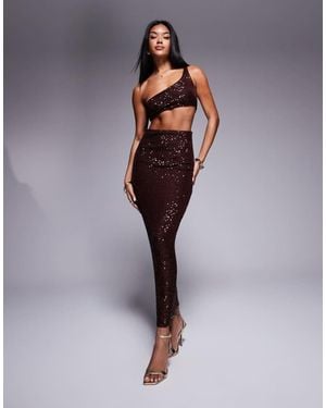 ASOS Sequin One Shoulder Faux-Ord Midi Dress - Purple