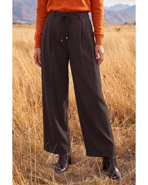Roman Skinny Tie Wide Leg Trouser - Brown