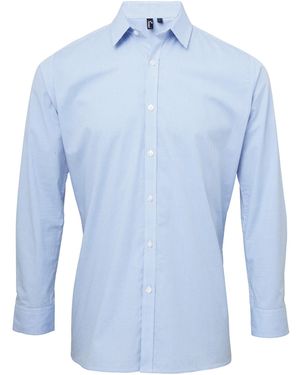 PREMIER Microcheck Long Sleeve Shirt (Light/ - Blue