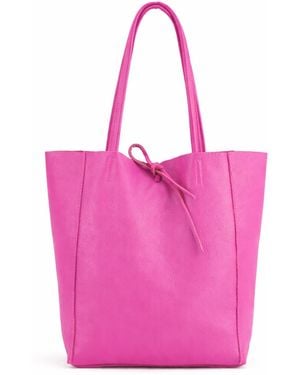 Woodland Leathers Genuine Italian Leather Tote Bag Large Soft Shoulder Handbag - Pink