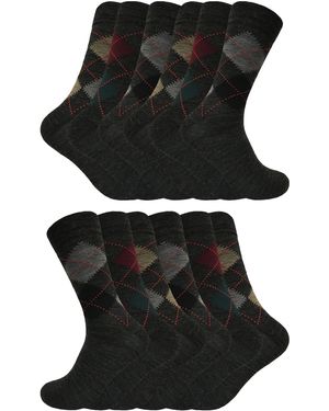Sock Snob 12 Pair Multipack Lambswool Socks - Black
