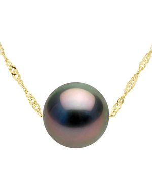 Ateliers Saint Germain Necklace Real Cultured Tahiti Pearl Passing Through Round 9-10 Mm - Blue