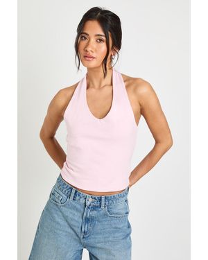 Boohoo Double Layer Halterneck Vest - White