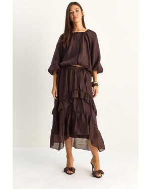 Bianco Lucci Elastane Blouse - Brown