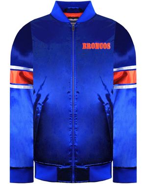 Mitchell & Ness Nfl Denver Broncos Heavyweight Satin Bomber Jacket - Blue