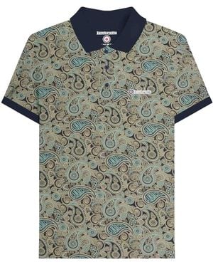 Lambretta Ss25 Paisley Branded Polo Shirt /Cameo) Cotton - Green