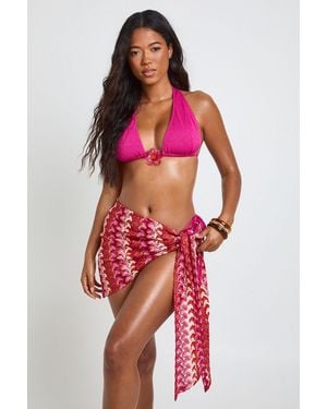 Boohoo Knitted Knotted Sarong - Red