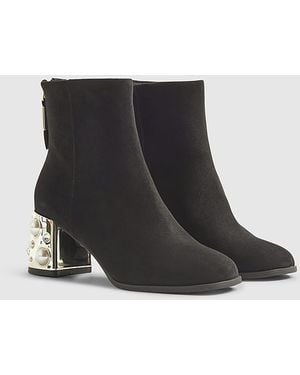 River Island Heel Boots Embellished Textile - Black