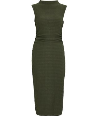 Quiz Khaki Textured Ruched Midi Dress - Green