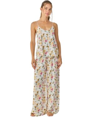 J&j Brothers Summer Pyjamas With Straps And Flowy Long Trousers Jjb30 - Metallic