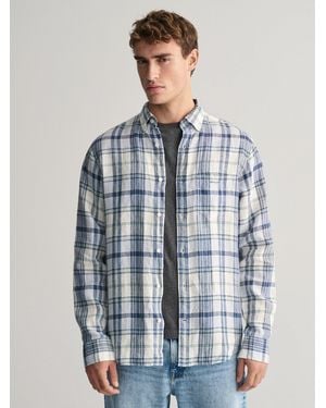 GANT Eggshell Linen Madras Shirt - Blue