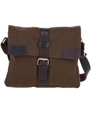 Fenland Sheepskin Genuine Leather X Canvas Crossbody Bag - Brown