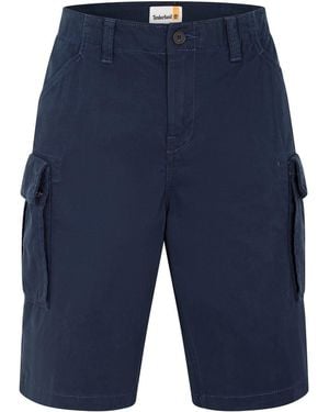 Timberland Solid Patterned Regular Fit Cargo Shorts - Blue