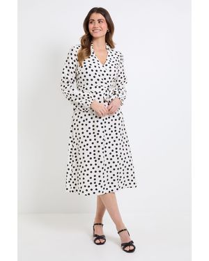 Wallis Floral Wrap Midi Dress - White