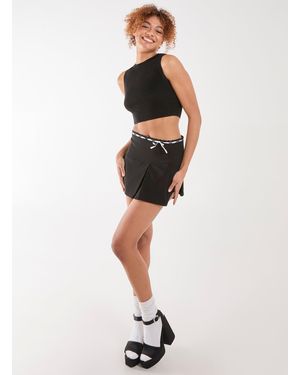 Pink Vanilla Bengaline Bow Detail Mini Skirt - White