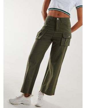 Pink Vanilla Oversized Pocket Wide Leg Cargo Trousers - Green