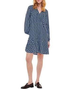 Whistles Floral Dot Flippy Mini Dress - Blue