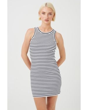 Brave Soul Striped Ribbed Sleeveless Mini Dress - Blue