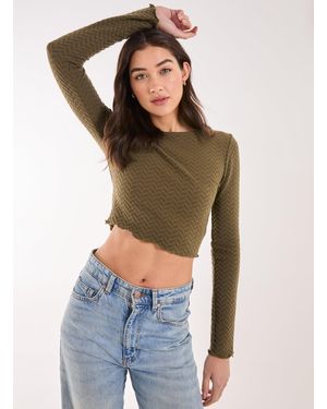 Pink Vanilla Zig Zag Jersey Long Sleeve Top - Blue