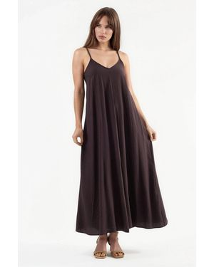 Busem V-Neck Midi Slip Dress - Brown