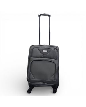 Infinity Leather Soft Shell Lightweight Nylon 4 Wheel Travel Case Holiday Cabin Suitcase - Black