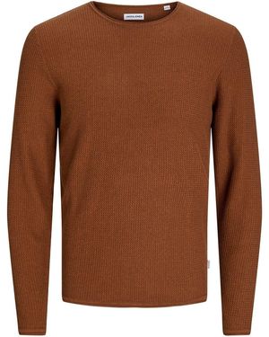 Jack & Jones And Knit Crew Neck Regular Fit Jumper - Brown