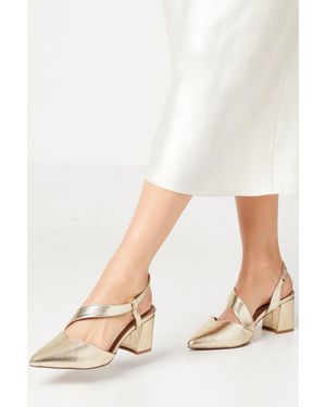 Wallis Wide Fit Eve Asymmetric Strap Block Heel Pointed Court Shoes - White