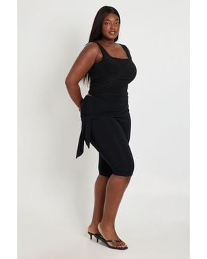 Boohoo Plus Knot Detail Capri Pant - Black