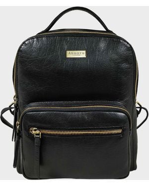 Assots London 'angel' Black Nappa Full Grain Leather Zip-top Backpack