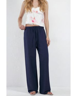 Hiccup Flowy Linen Trousers - Blue