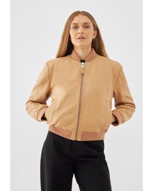 Bolongaro Trevor Real Leather Minimal Bomber - Natural