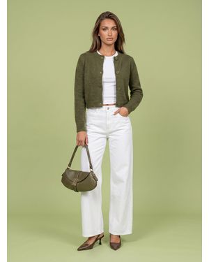 Urban Bliss Wool Blend Cropped Cardigan - Green