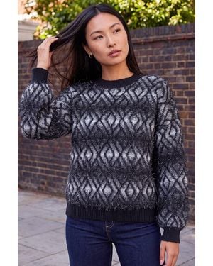 Roman Shimmer Fluffy Knit Jumper - Blue