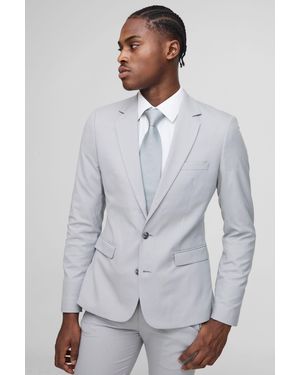 BoohooMAN Super Skinny Single Breasted Suit Jacket - Grey
