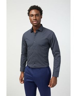 Limehaus Long Sleeve Slim Fit Formal Shirt - Blue