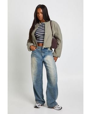 Boohoo Oversized Bomber Jacket - Blue