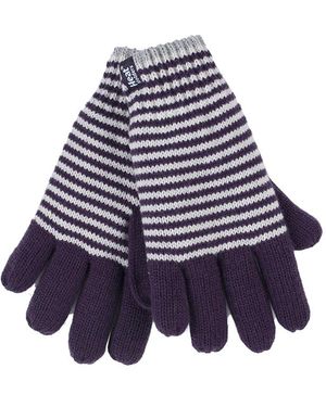 Heat Holders Striped Fleece Lined Thermal Gloves - Blue