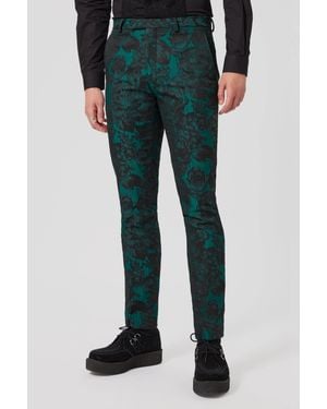 Twisted Tailor Gilmour Skinny Fit Floral Trousers - Black